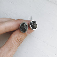 Load image into Gallery viewer, Oval Raw Meteorite Small Stud Earrings