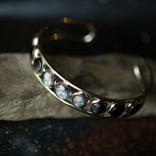 Load image into Gallery viewer, Moon Phase Silver Cuff Bracelet