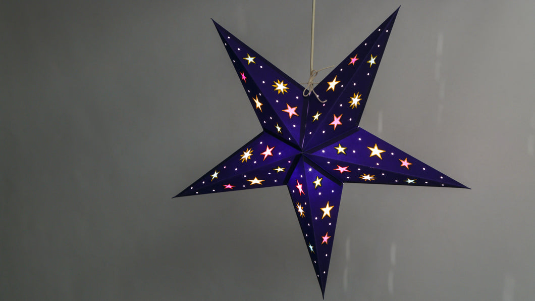 Handmade 5 Pointed Paper Star Lantern - Night Sky